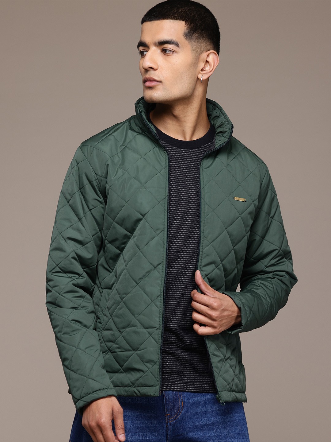 

The Roadster Lifestyle Co. Mock Collar Lightweight Padded Jacket, Green