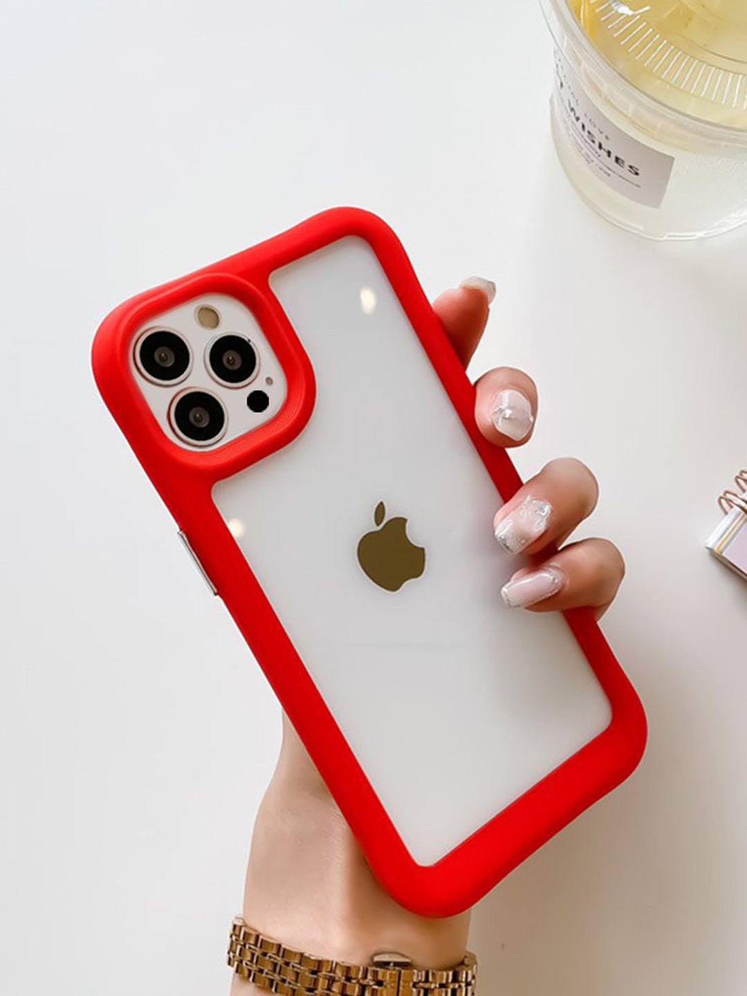 

Luxury Kase Acrylic Transparent Shock Proof Armor iPhone 14 Pro Max Back Case, Red