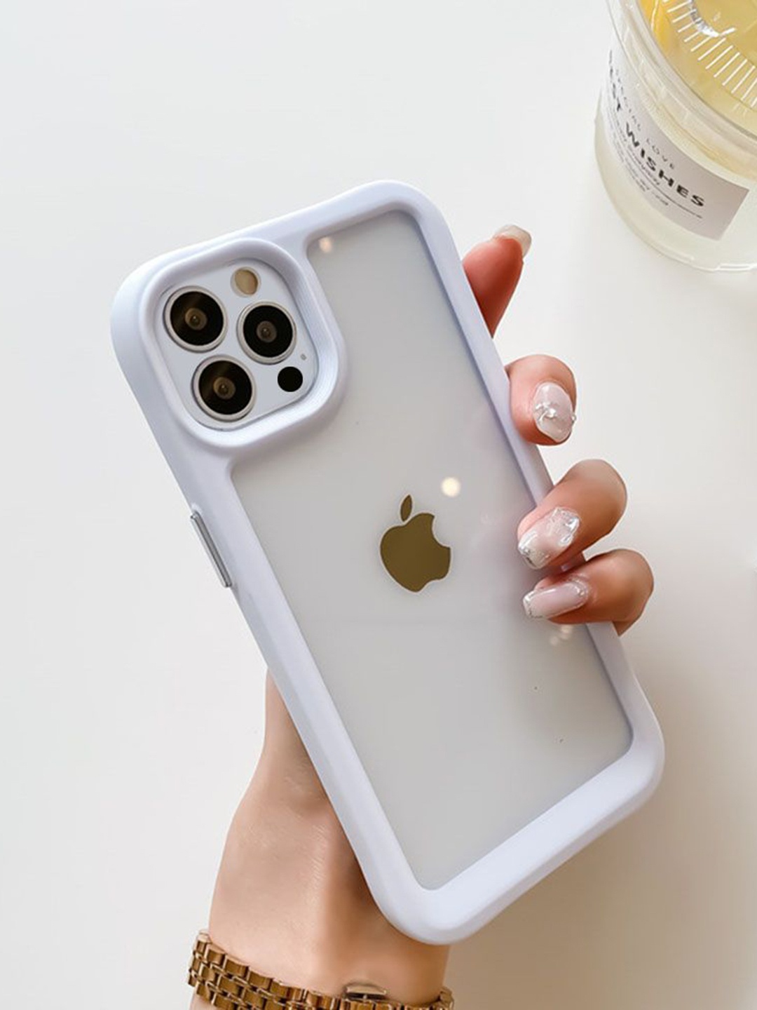 

Luxury Kase Acrylic Transparent Shock Proof Armor iPhone 15 Pro Back Case, White