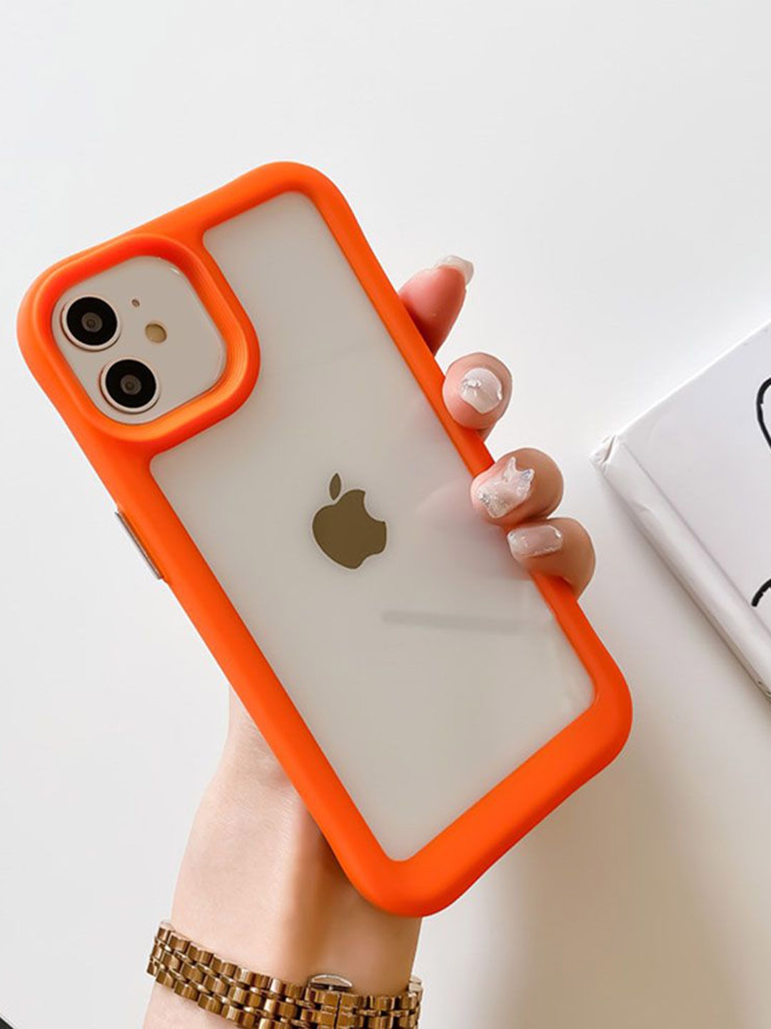 

Luxury Kase Acrylic Transparent Shock Proof Armor iPhone 12 Back Case, Orange