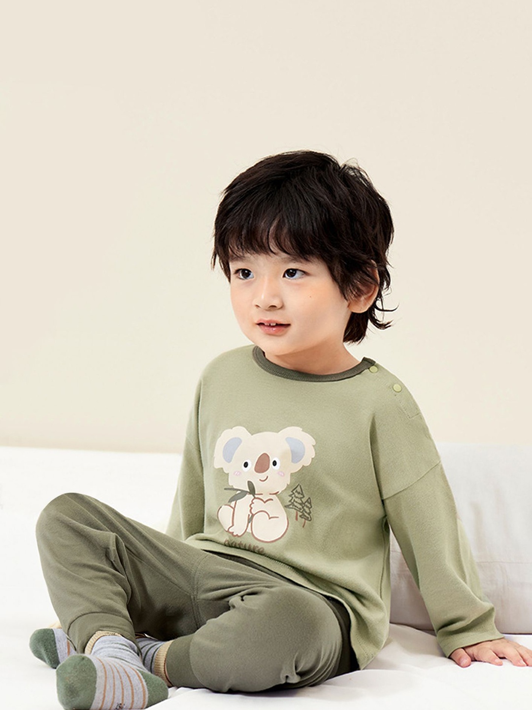 

LULU & SKY Unisex Kids Printed Night suit, Green