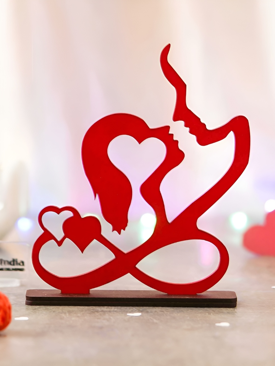 

eCraftIndia Red Wooded Love Romantic Couple Showpiece