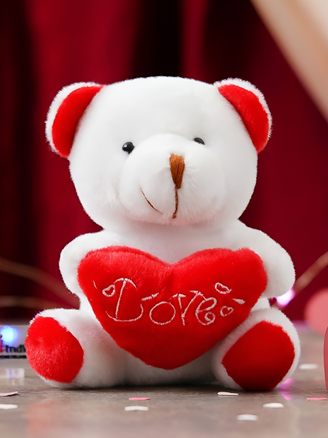 

eCraftIndia White & Red Love Heart Cute Teddy Bear