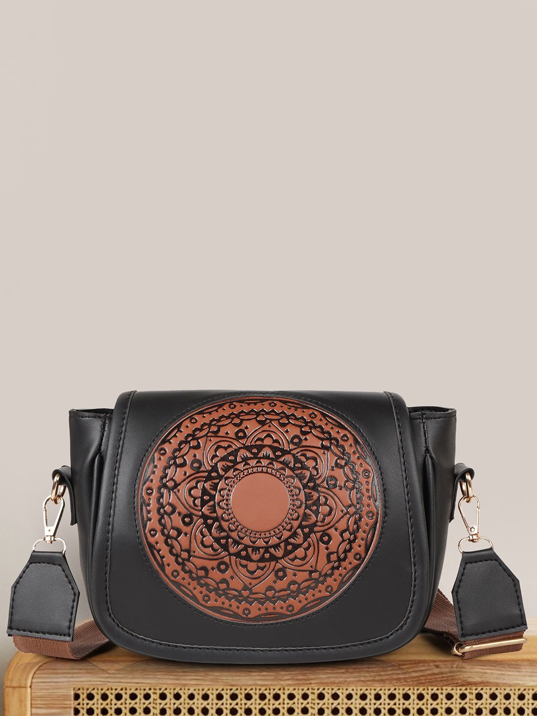 

YOYOWING Women Textured Half Moon Leather Shoulder Bag, Black