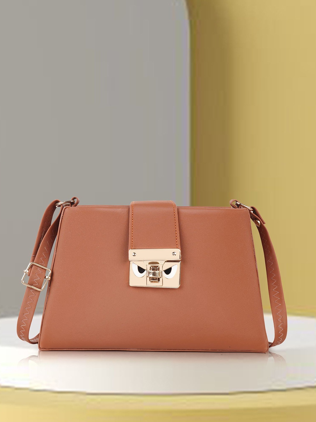 

YOYOWING Women Solid Shopper Leather Sling Bag, Tan