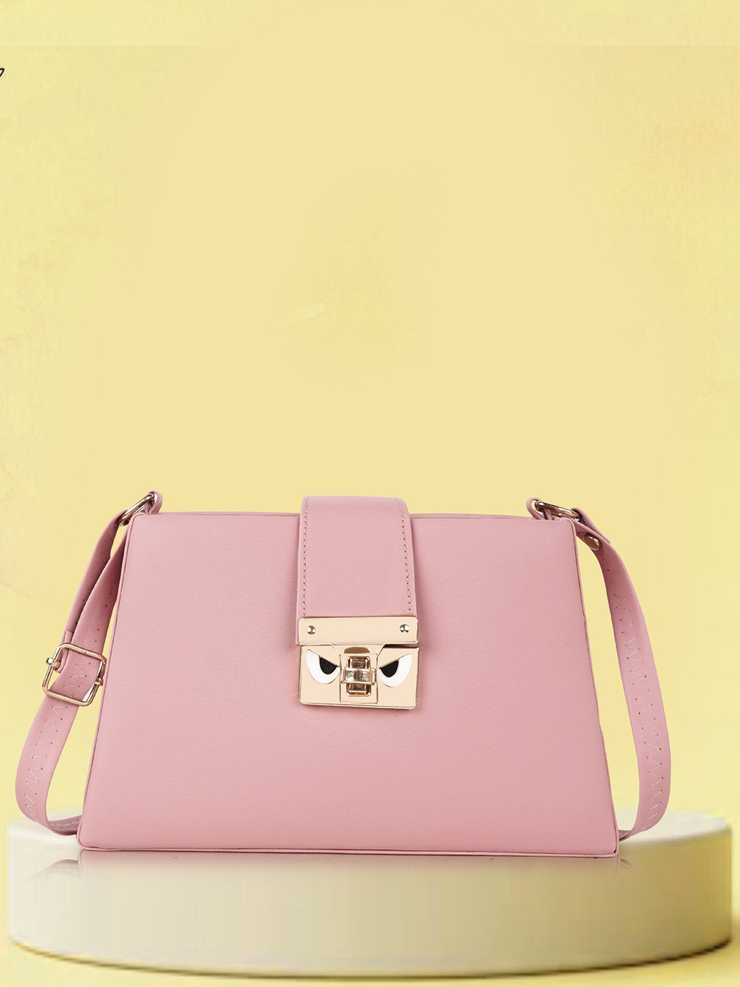 

YOYOWING Women Solid Structured Leather Sling Bag, Pink