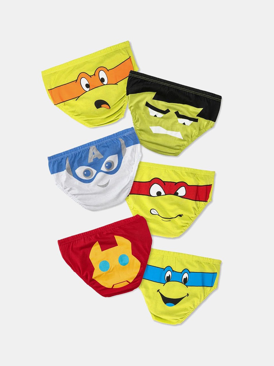 

You Got Plan B Pack Of 6 Printed Cotton Basic Briefs UB-SuperHero: 1-2, Yellow