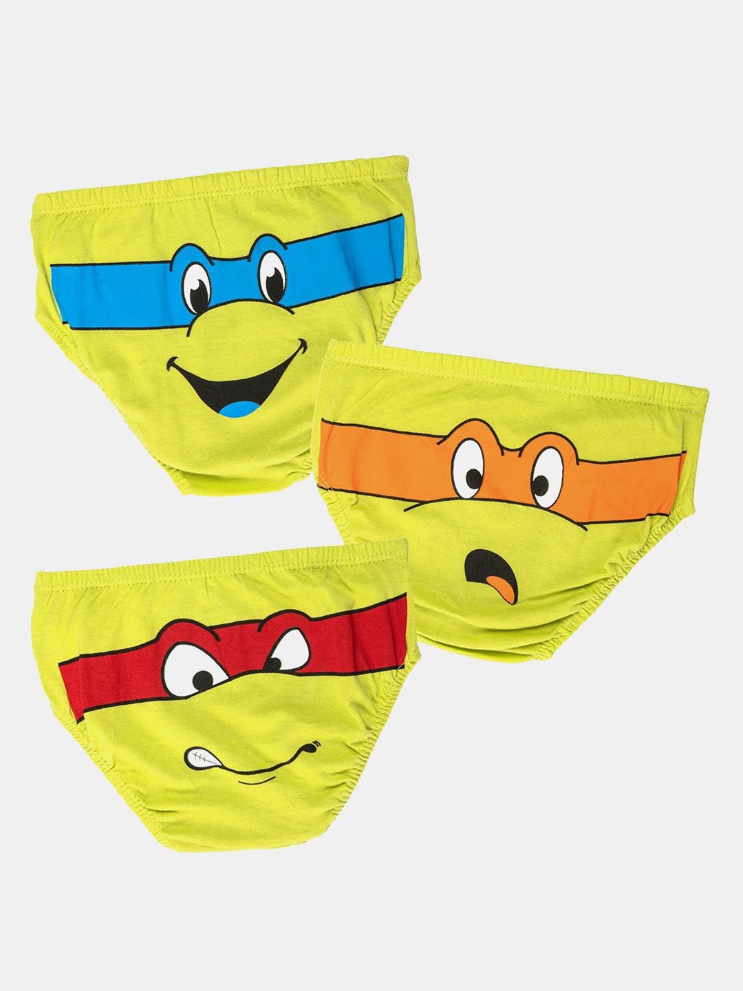 

You Got Plan B Pack Of 3 Printed Cotton Basic Briefs UB-TurtleTime: 1-2, Yellow