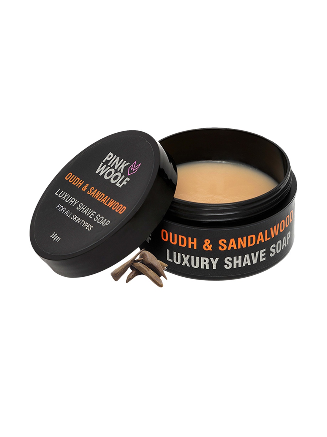 

PINK WOOLF Oudh & Sandalwood Moisturizing Shaving Soap For Ultra Moisturizing- 50 g, Orange