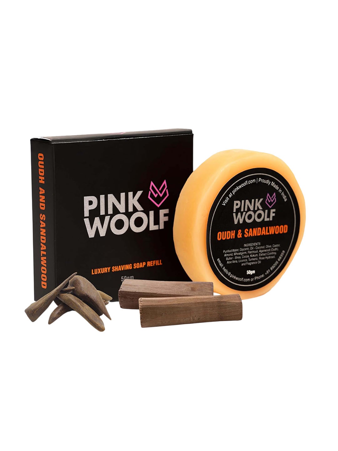 

PINK WOOLF Oudh & Sandalwood Shaving Refill Soap - 50 g, Orange