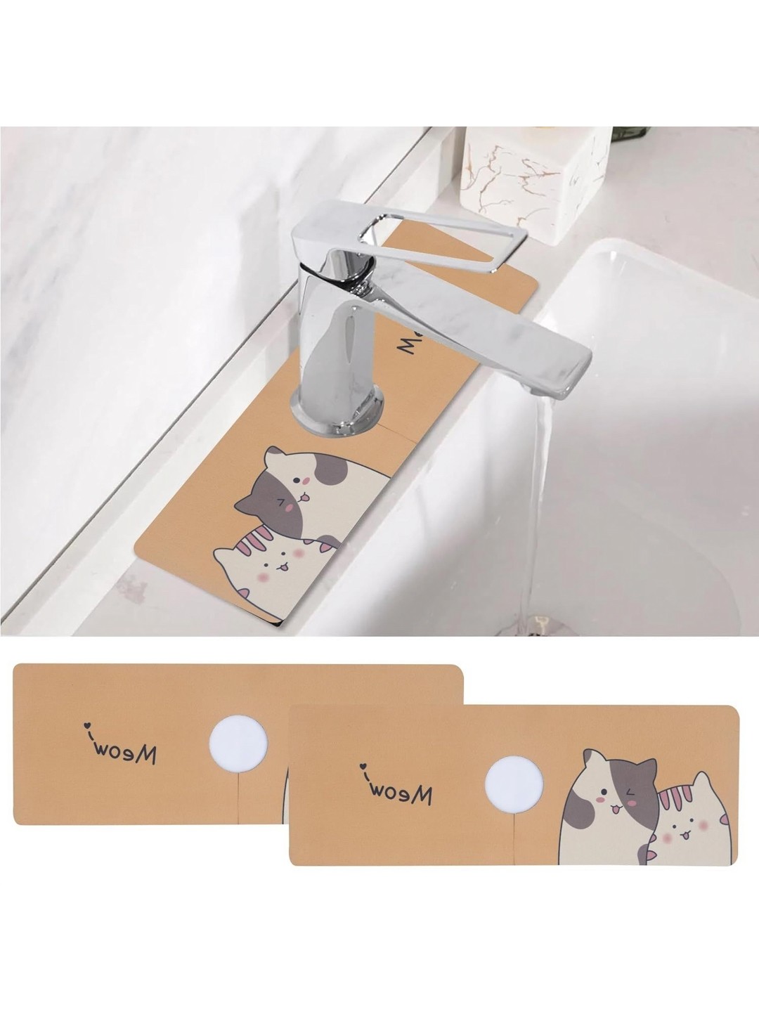 

HomeCloud Brown & Grey 2 Pieces Printed Silicone Faucet Water Catcher Mats