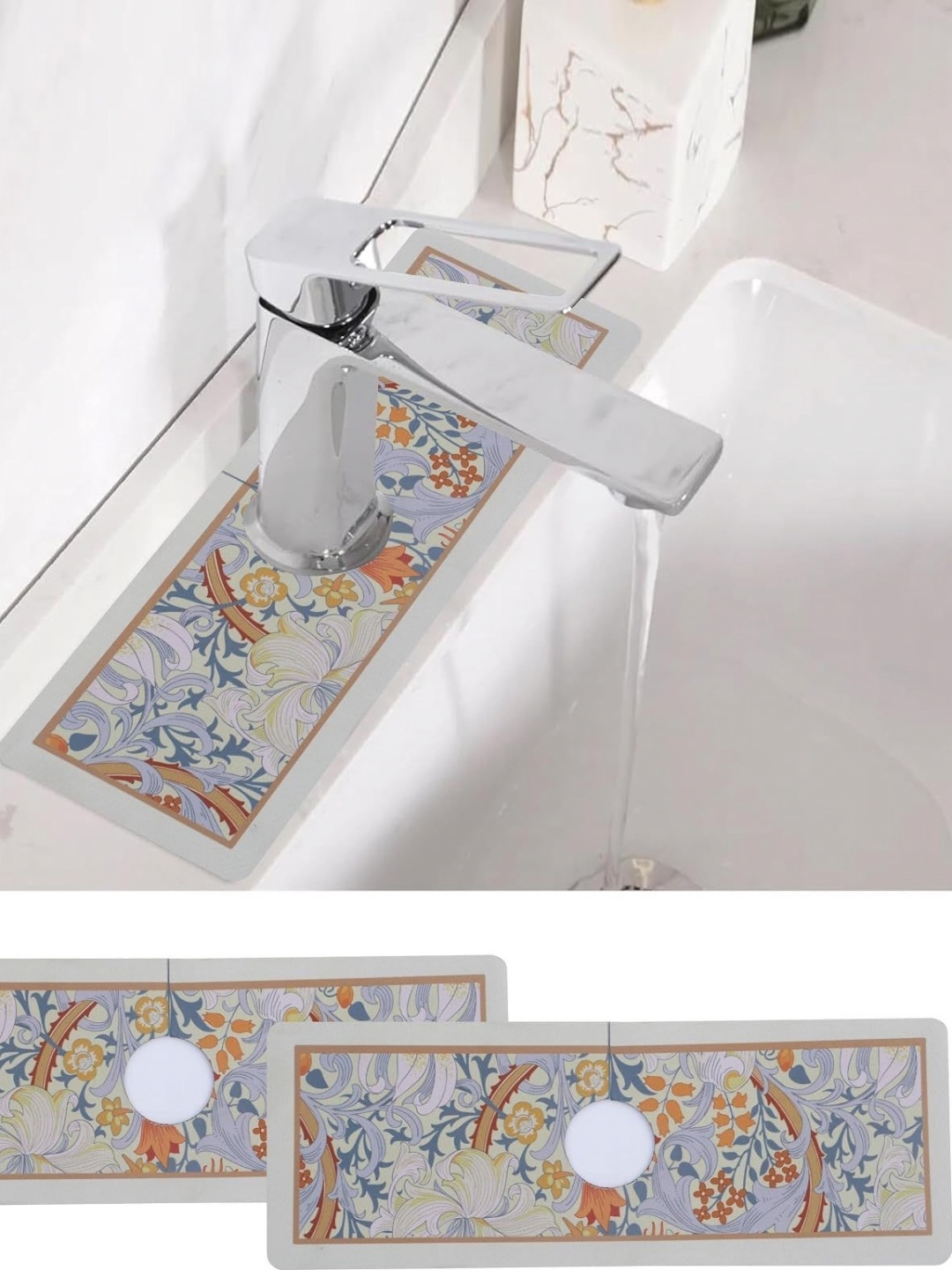 

HomeCloud Blue & Yellow 2 Pieces Printed Silicone Faucet Water Catcher Mats