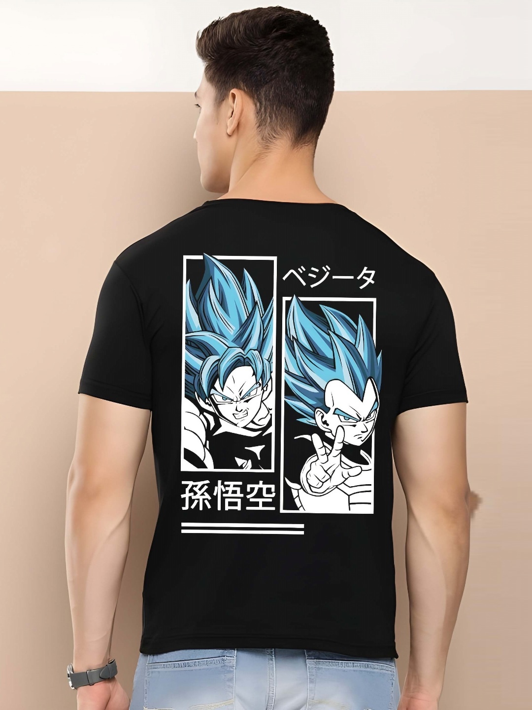 

KAIDO Men Naruto Graphic Printed Round Neck Cotton T-shirt, Black