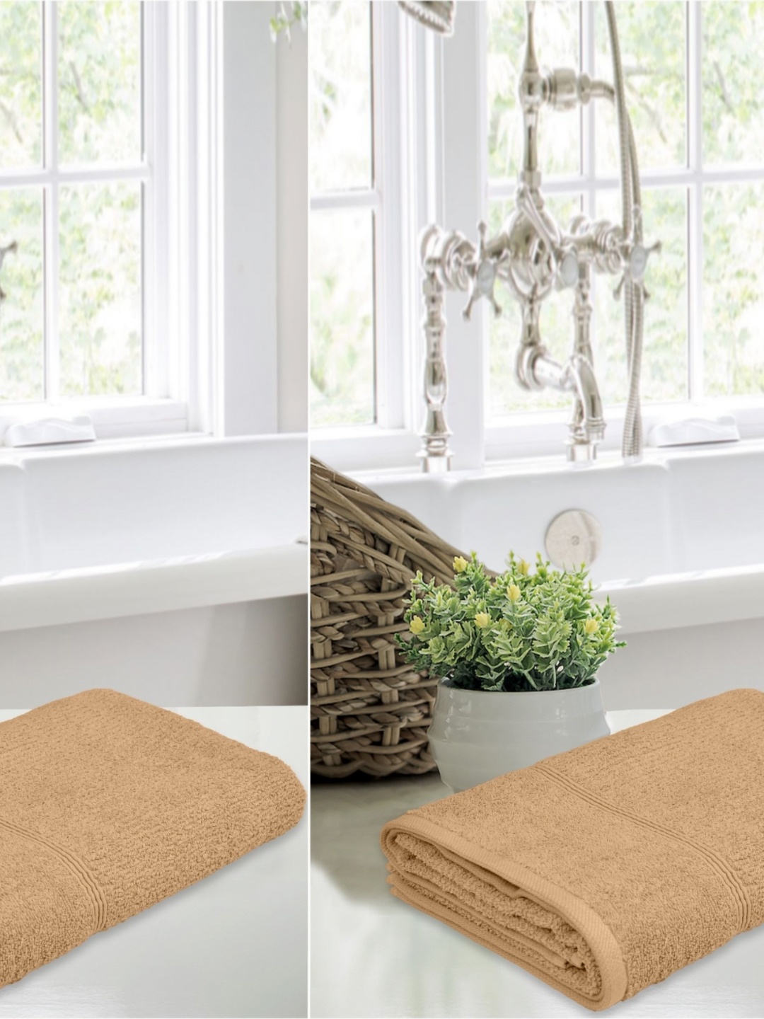 

LERELIABLE Luxury Brown 2 Pieces Cotton 400 GSM Bath Towels