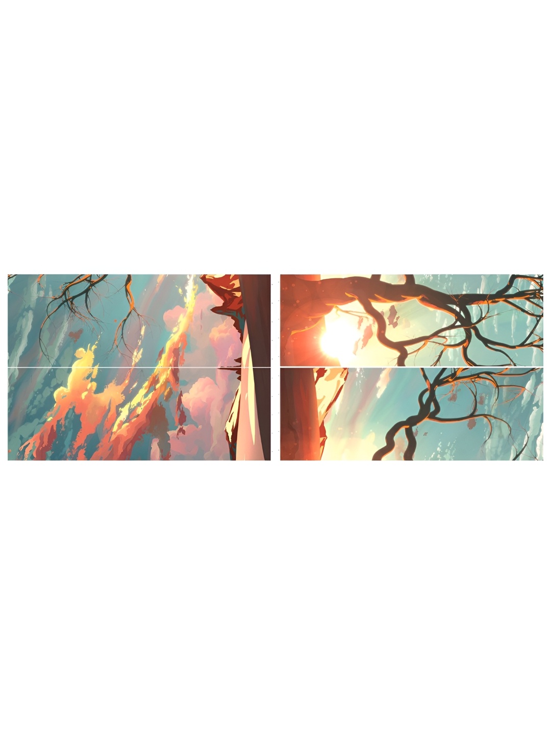 

Inephos Blue, brown 4 Piece Vinyl Floral and Botanical Wall Art