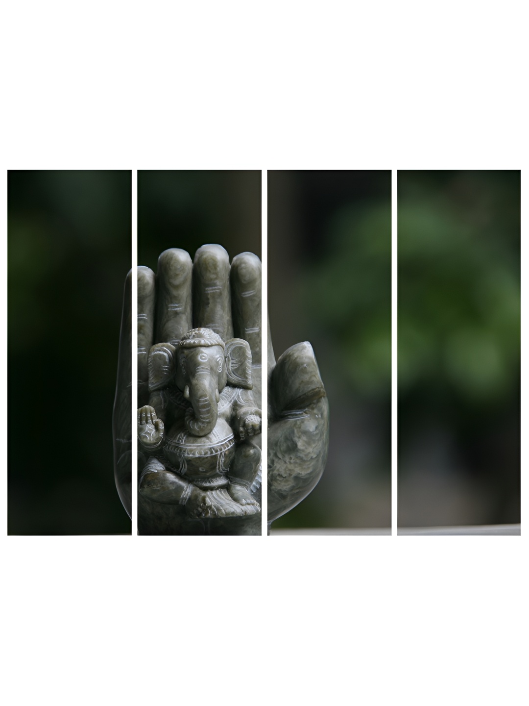

Inephos Black And White 4 Pieces Ganesha Printed Religious Vinyl Wall Arts