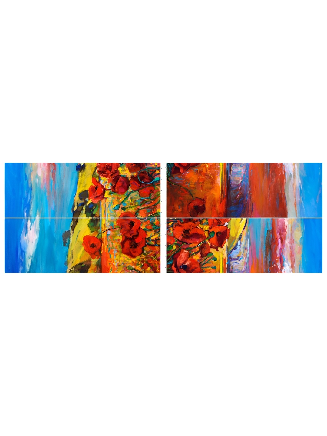 

Inephos Blue & Red 4 Pieces Abstract Printed Vinyl Wall Art