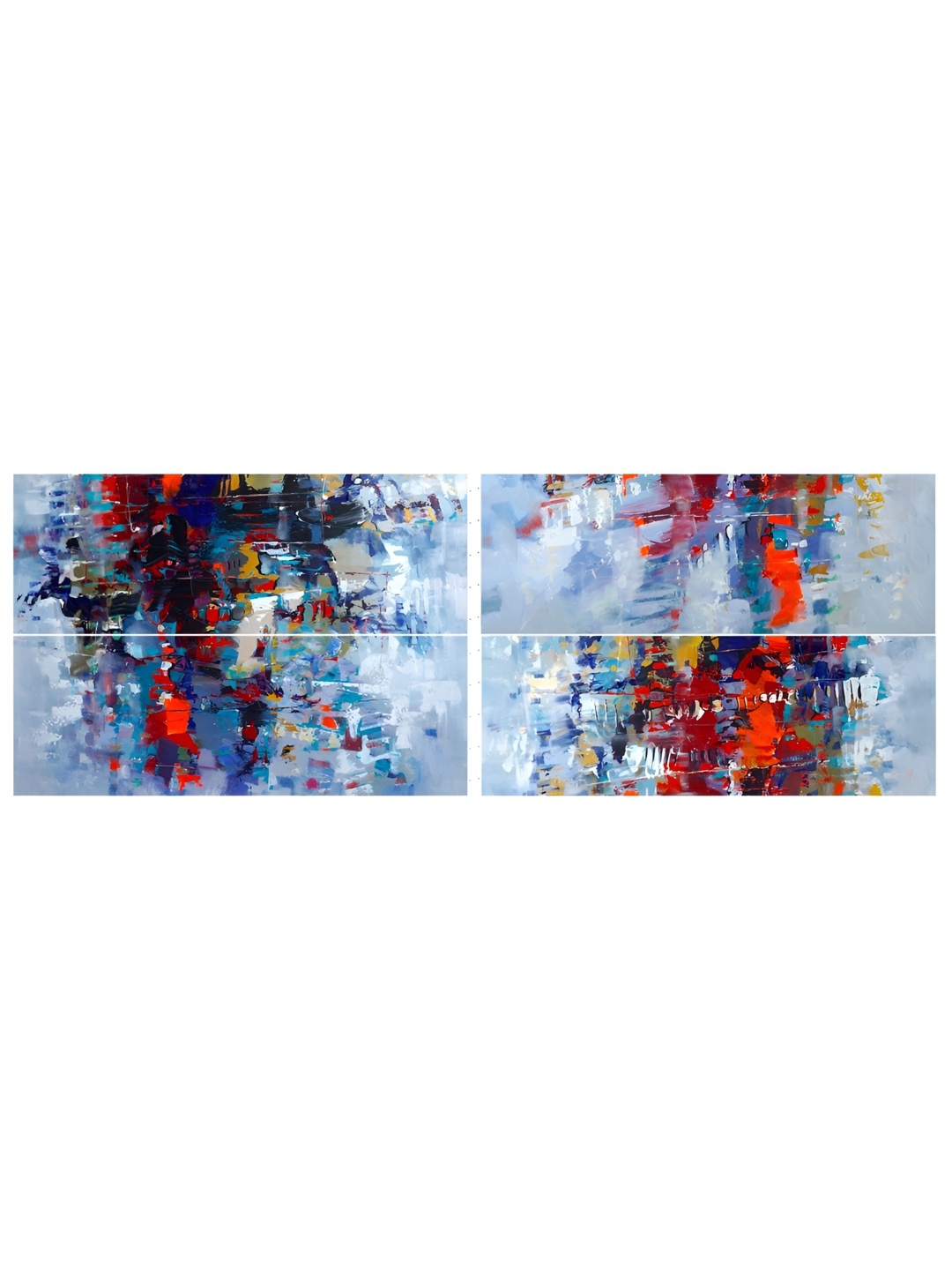 

Inephos Modern Blue And Red 4 Pieces Abstract Printed Vinyl Wall Art