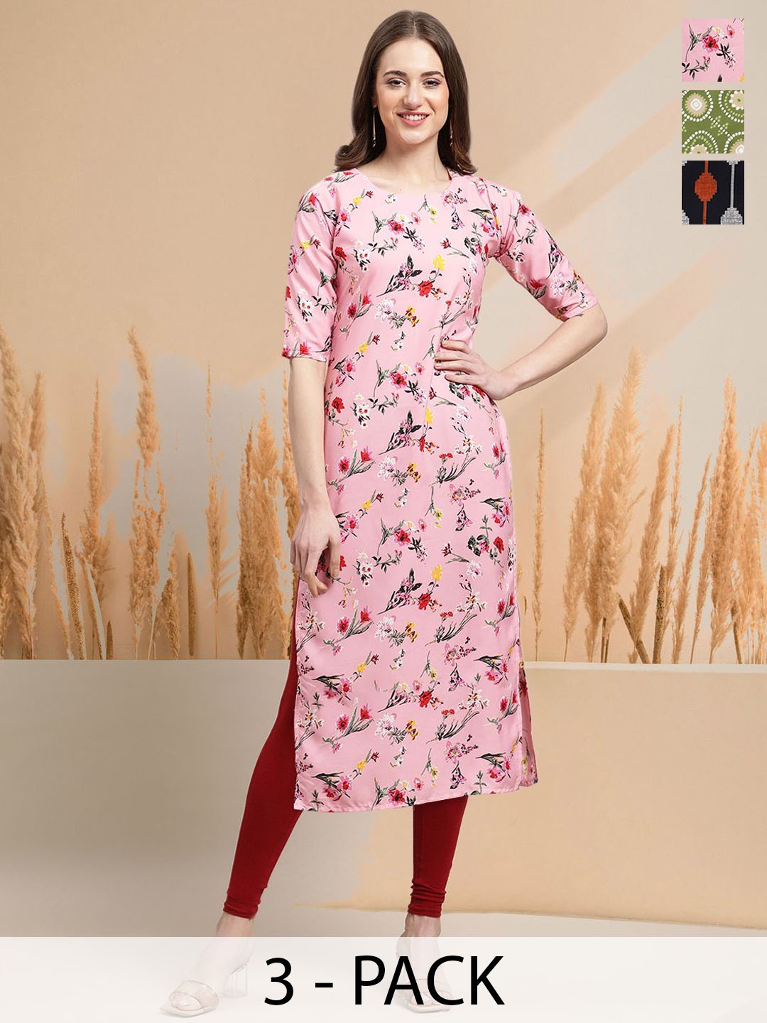 

7Threads Women Ethnic Motifs Printed Floral Crepe Kurta, Multi