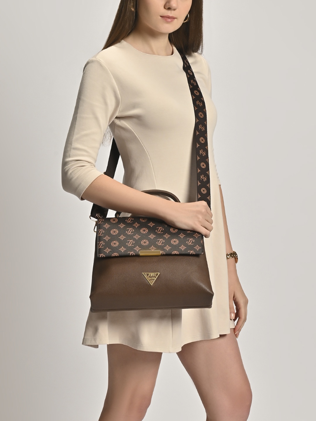 LAVIE Signature Women Mono Jasper Satchel Handbag, Brown