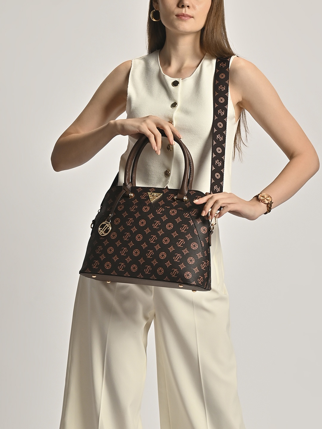 

LAVIE Signature Women Mono Ozerk Satchel Handbag, Brown
