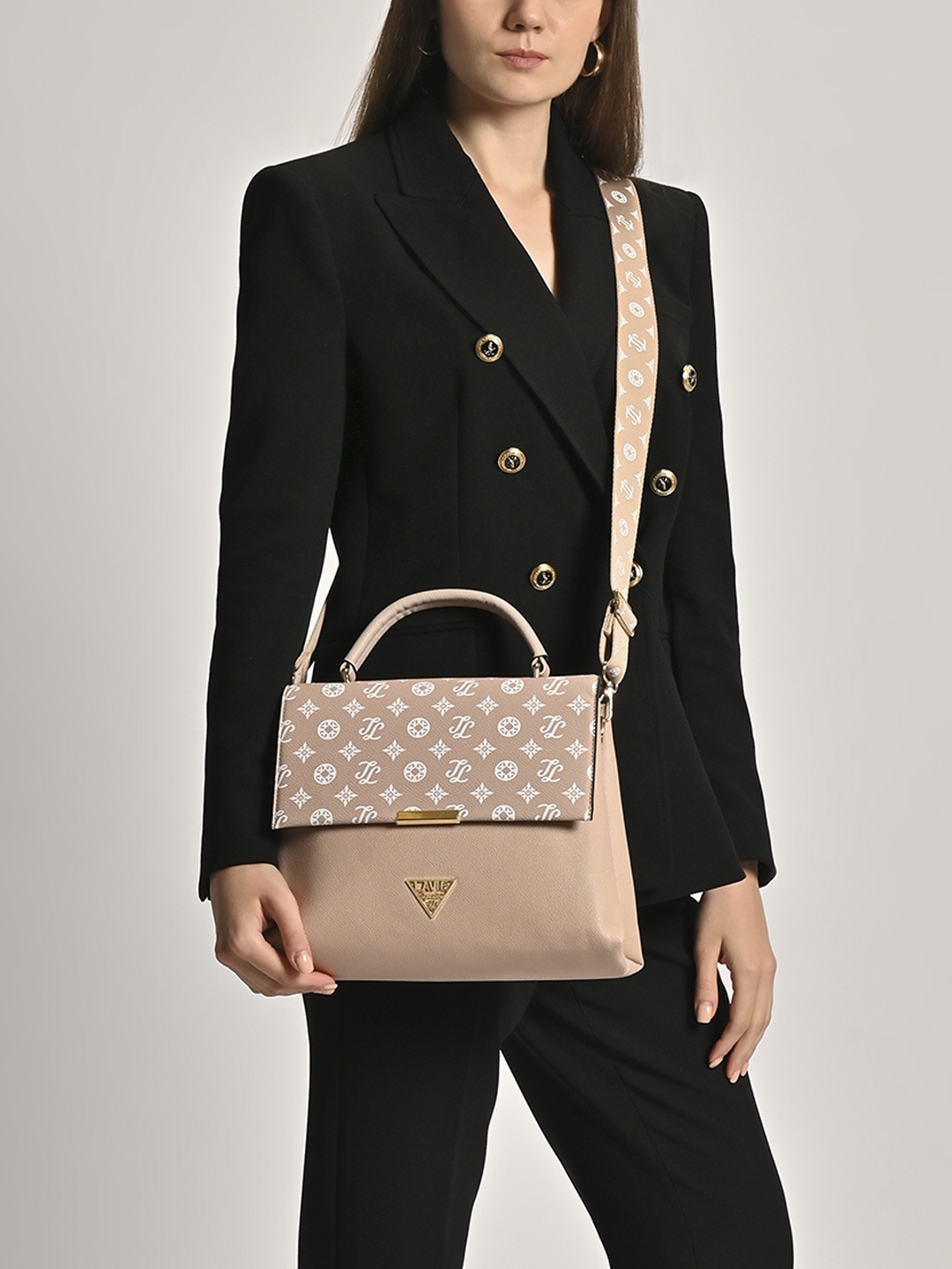 

LAVIE Signature Women Mono Jasper Satchel Handbag, Peach