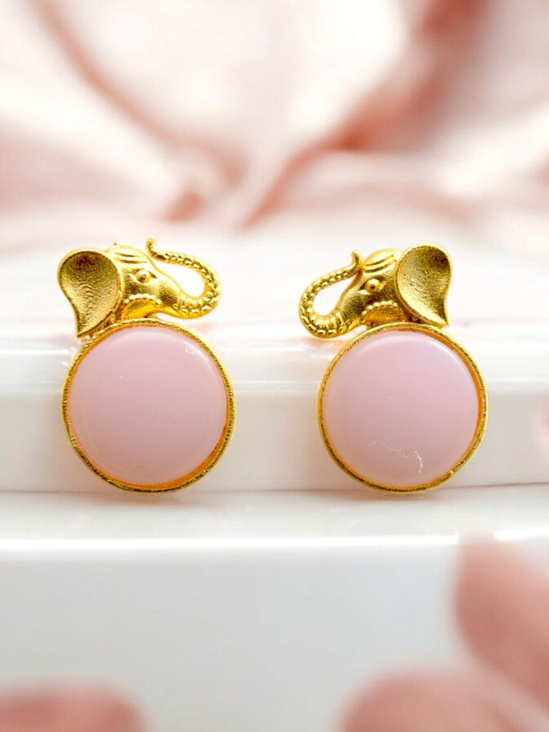 

TISHUL JEWELS Gold-Plated Circular Drop Earrings