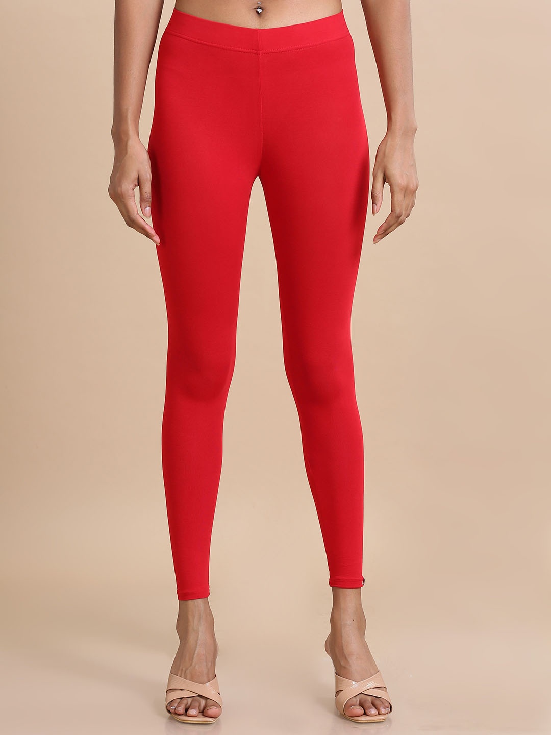 

Hassu's Mid-Rise Ankle-Length Leggings, Red