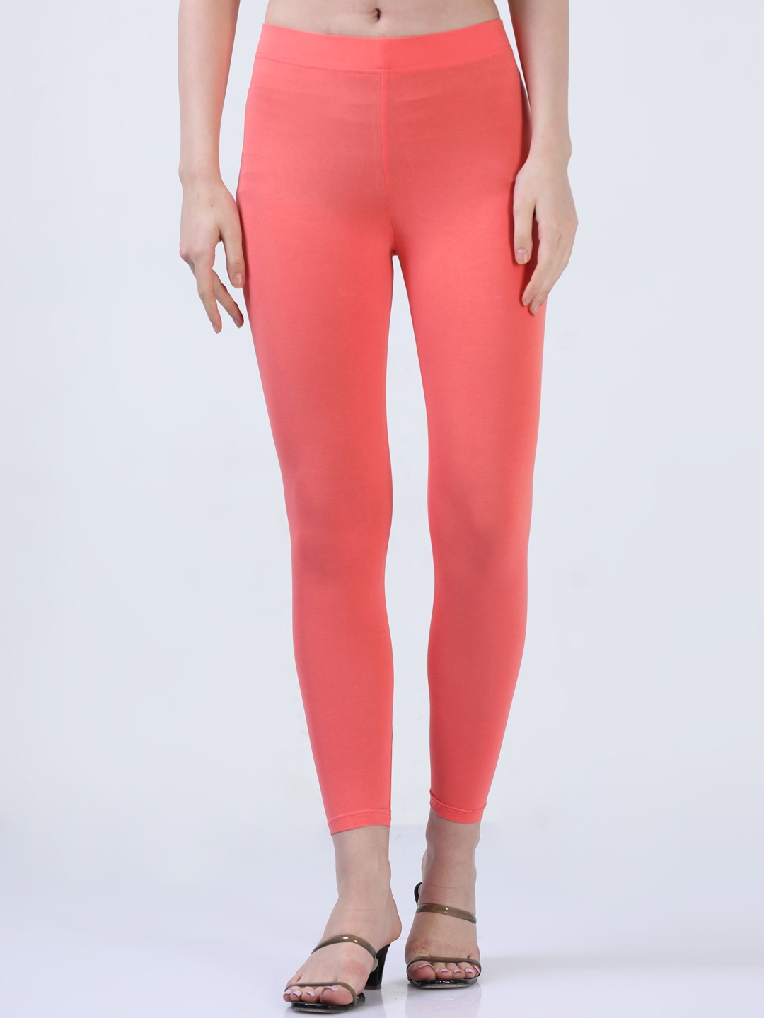

Hassu's Mid-Rise Ankle-Length Leggings, Coral
