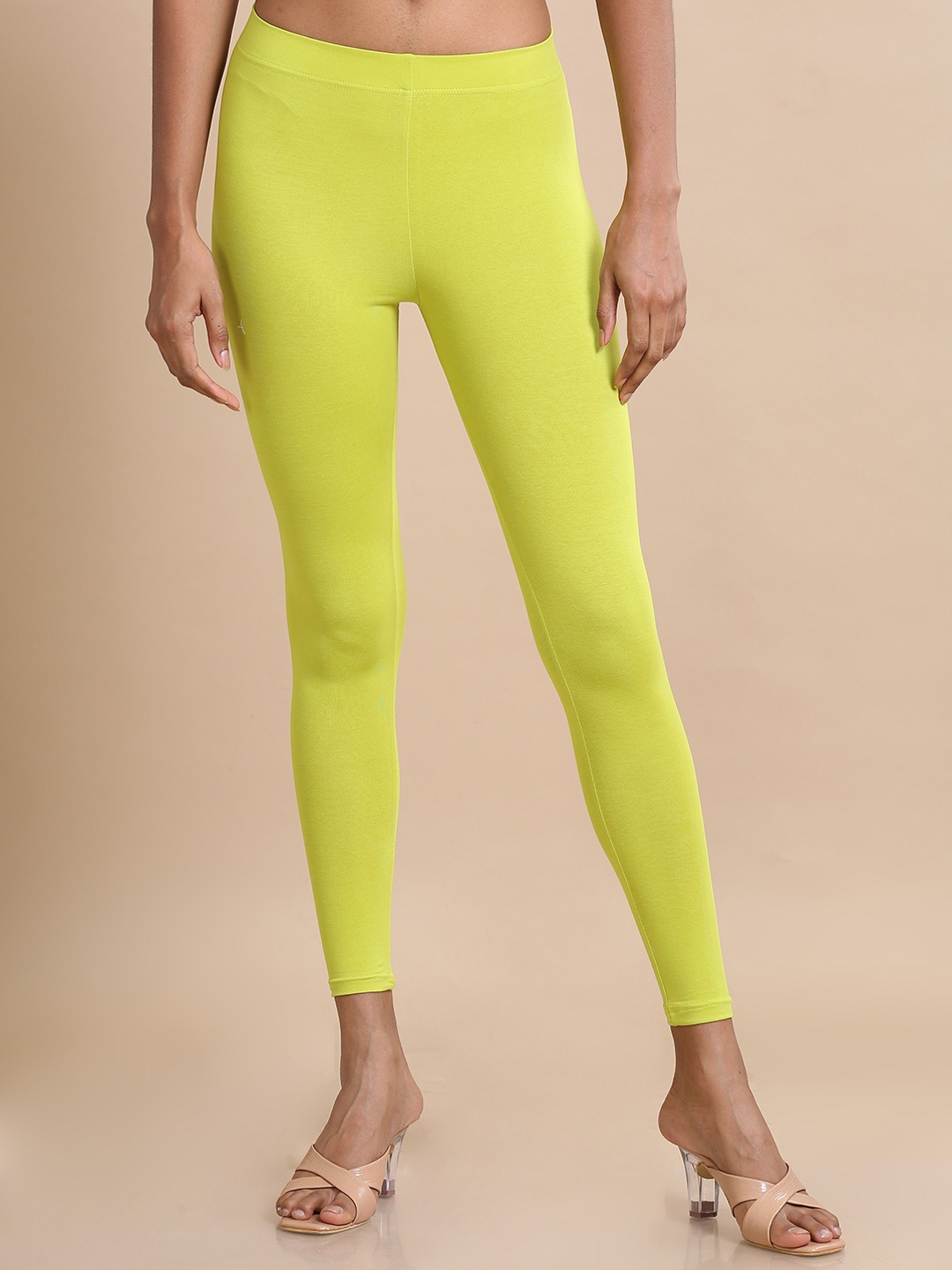 

Hassu's Mid-Rise Ankle-Length Leggings, Lime green