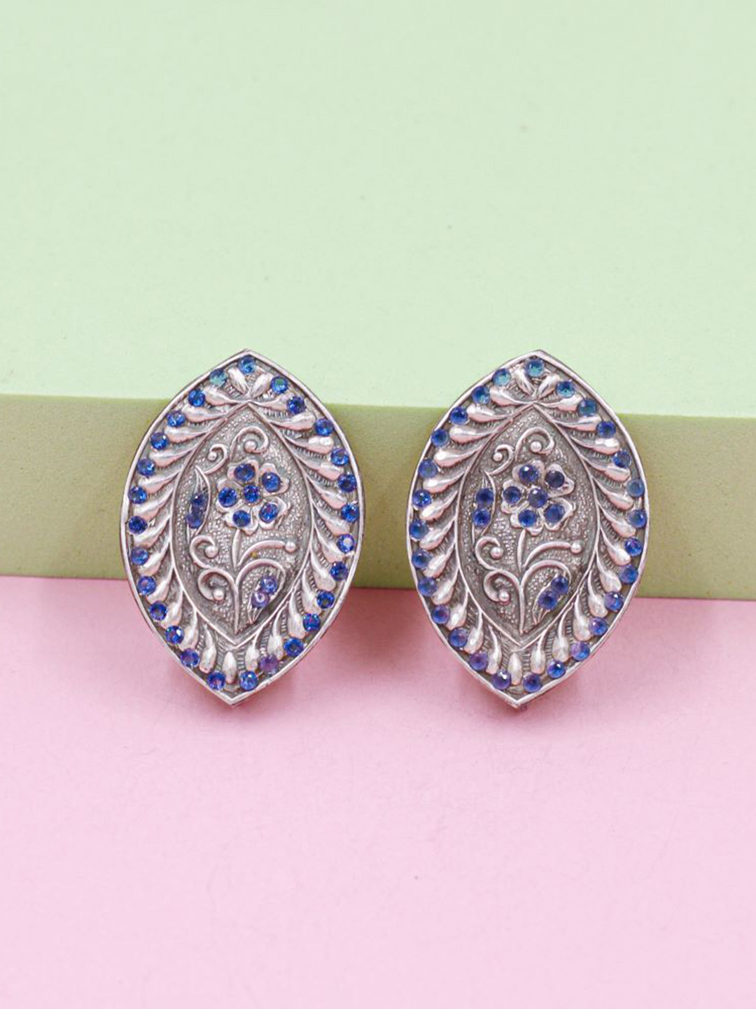 

SANGEETA BOOCHRA Leaf Shaped Studs Earrings, Blue