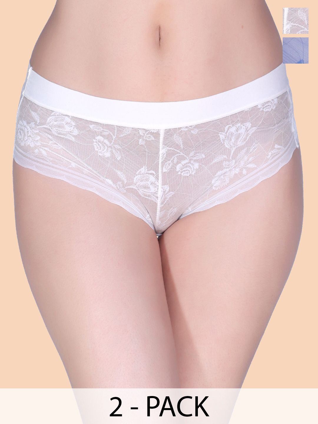 

Amour Secret Pack Of 3 Mid Rise Floral Net Hipster Briefs P86146_Blu_Muv_Skn_M, White