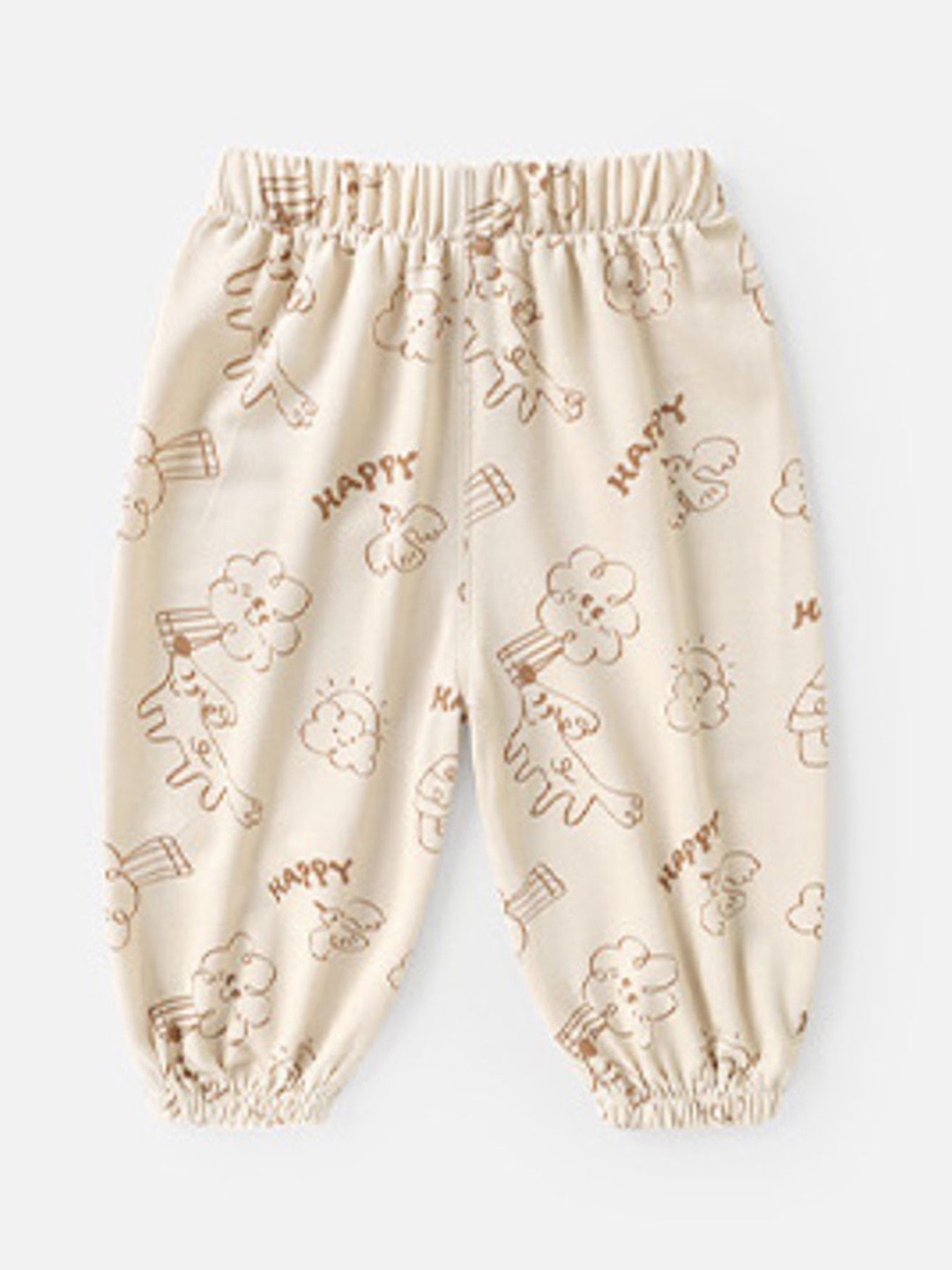 

LULU & SKY Kids Conversational Printed Mid-Rise Joggers, Beige