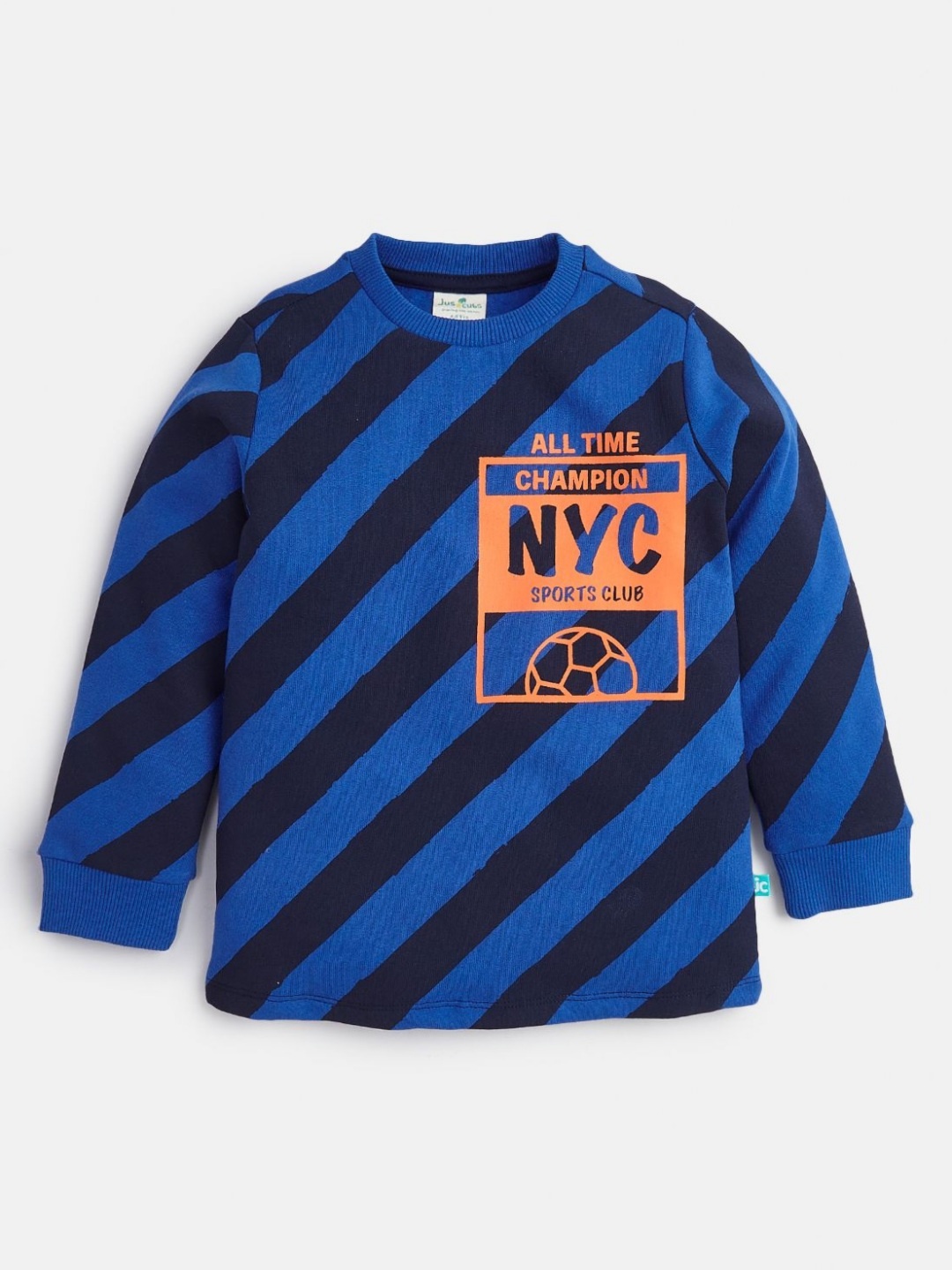 

JusCubs Boys Striped Round Neck Cotton T-shirt, Blue