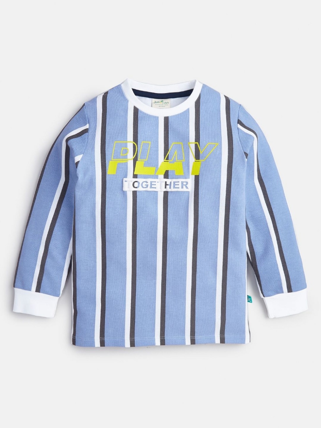 

JusCubs Boys Striped Round Neck Cotton T-shirt, Blue
