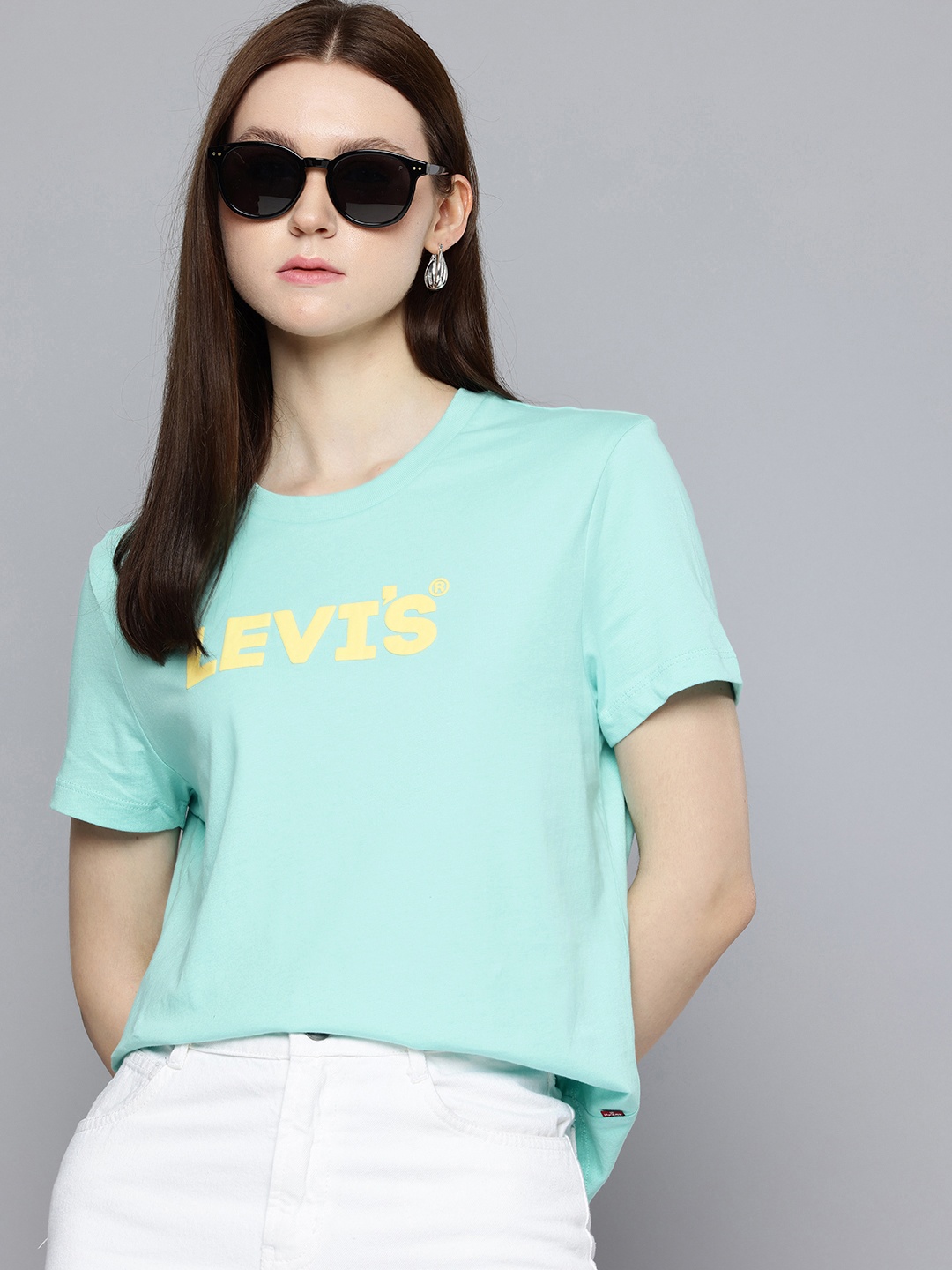 

Levis Pure Cotton Brand Logo Printed T-shirt, Blue