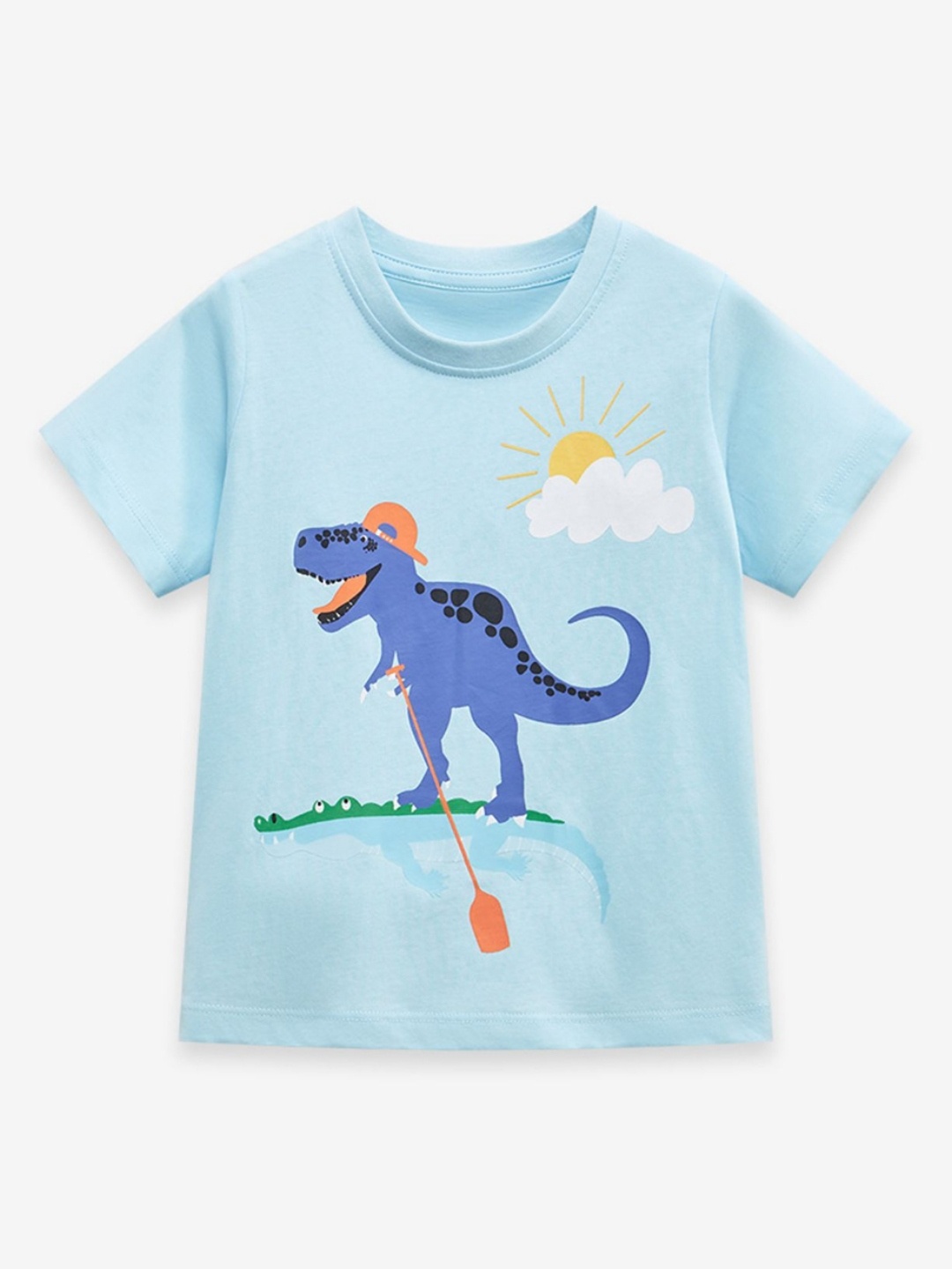 

LULU & SKY Boys Graphic Printed Round Neck Cotton T-shirt, Blue
