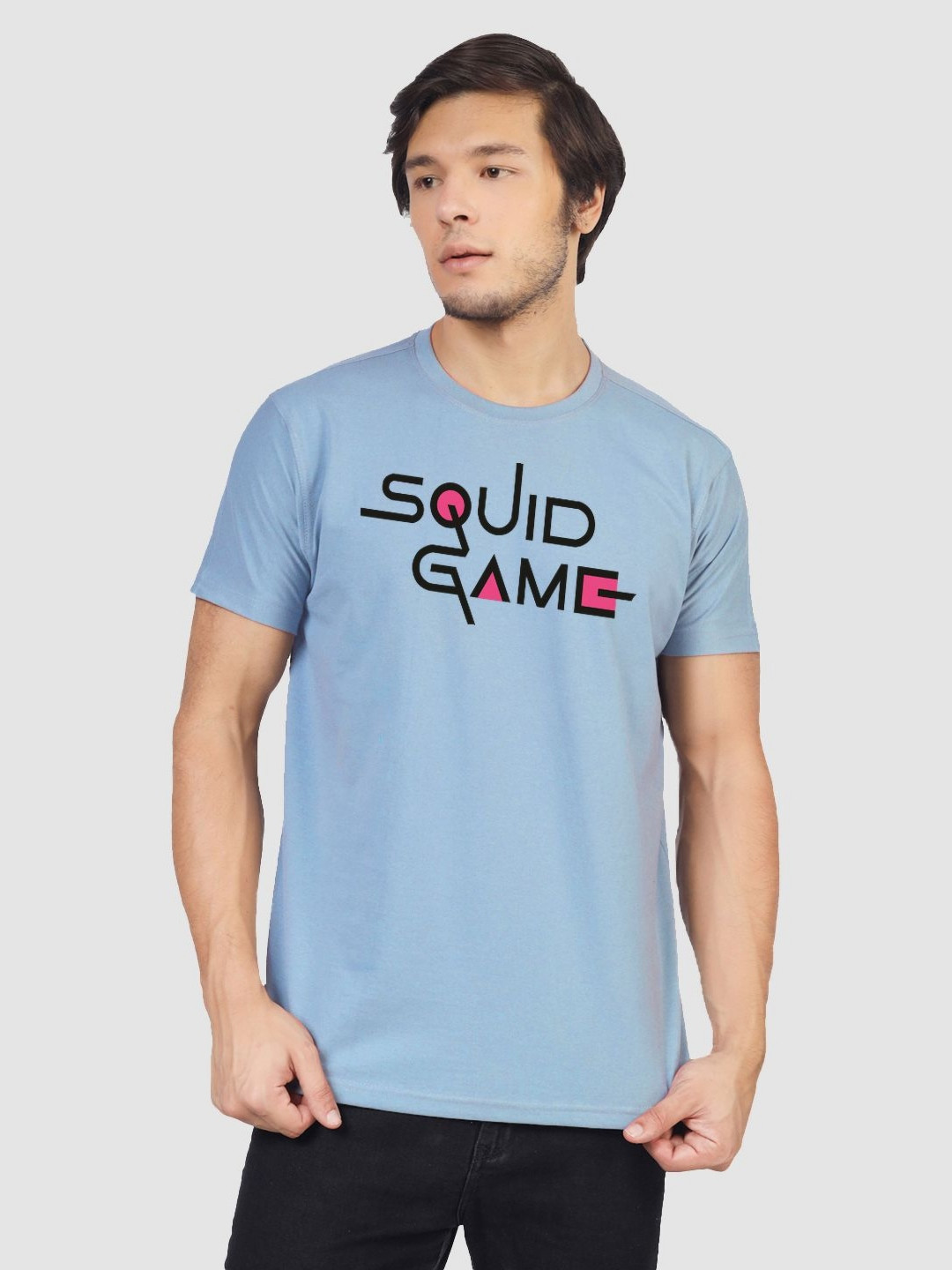 

Greylongg Men Typography Printed Applique T-shirt, Blue