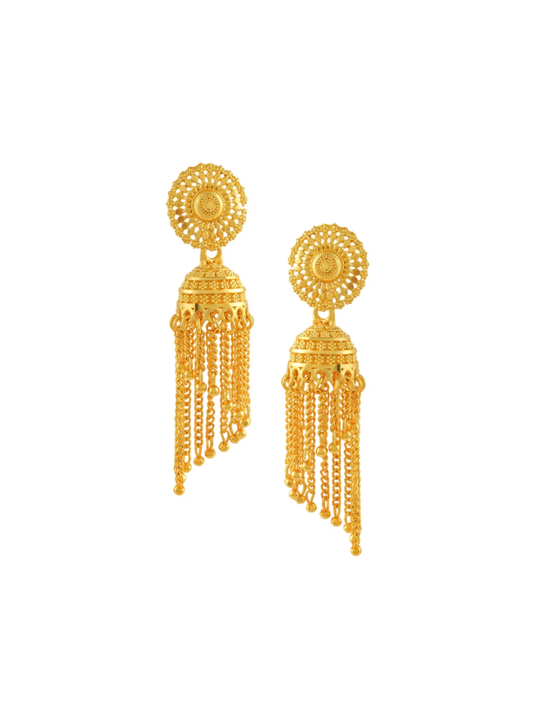 

MEMOIR 24K Gold-Plated Artificial Beadded Dome Shaped Jhumkas