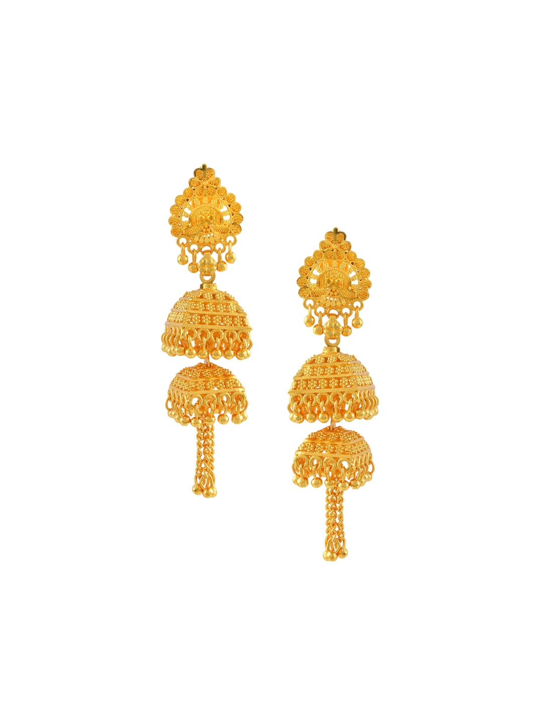 

MEMOIR Gold-Plated Artificial Beadded Dome Shaped Jhumkas