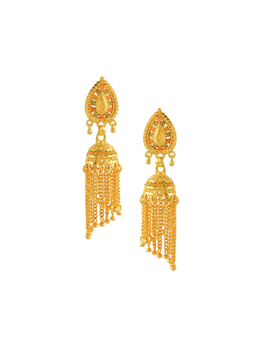 

MEMOIR Gold-Plated Artificial Beaded Dome Shaped Jhumkas