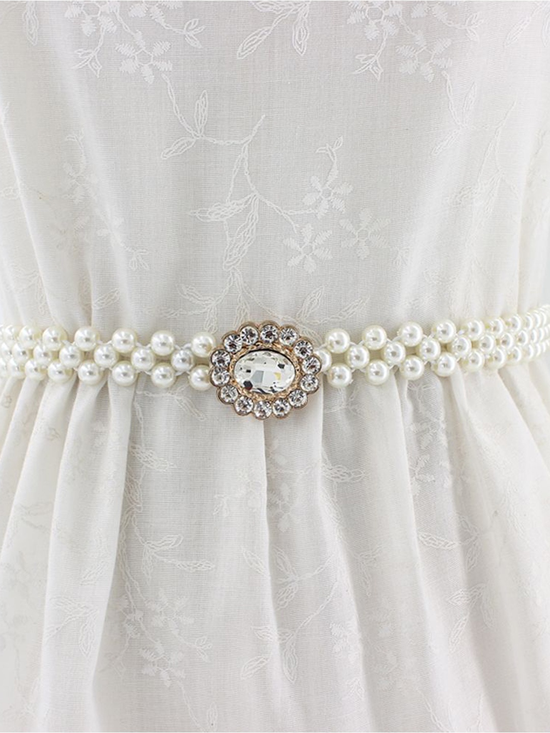 

Shining Diva Fashion Women Embellished Belt, White