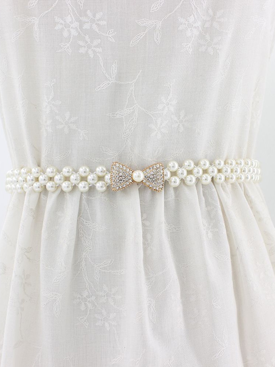 

Shining Diva Fashion Women Embellished Belt, White