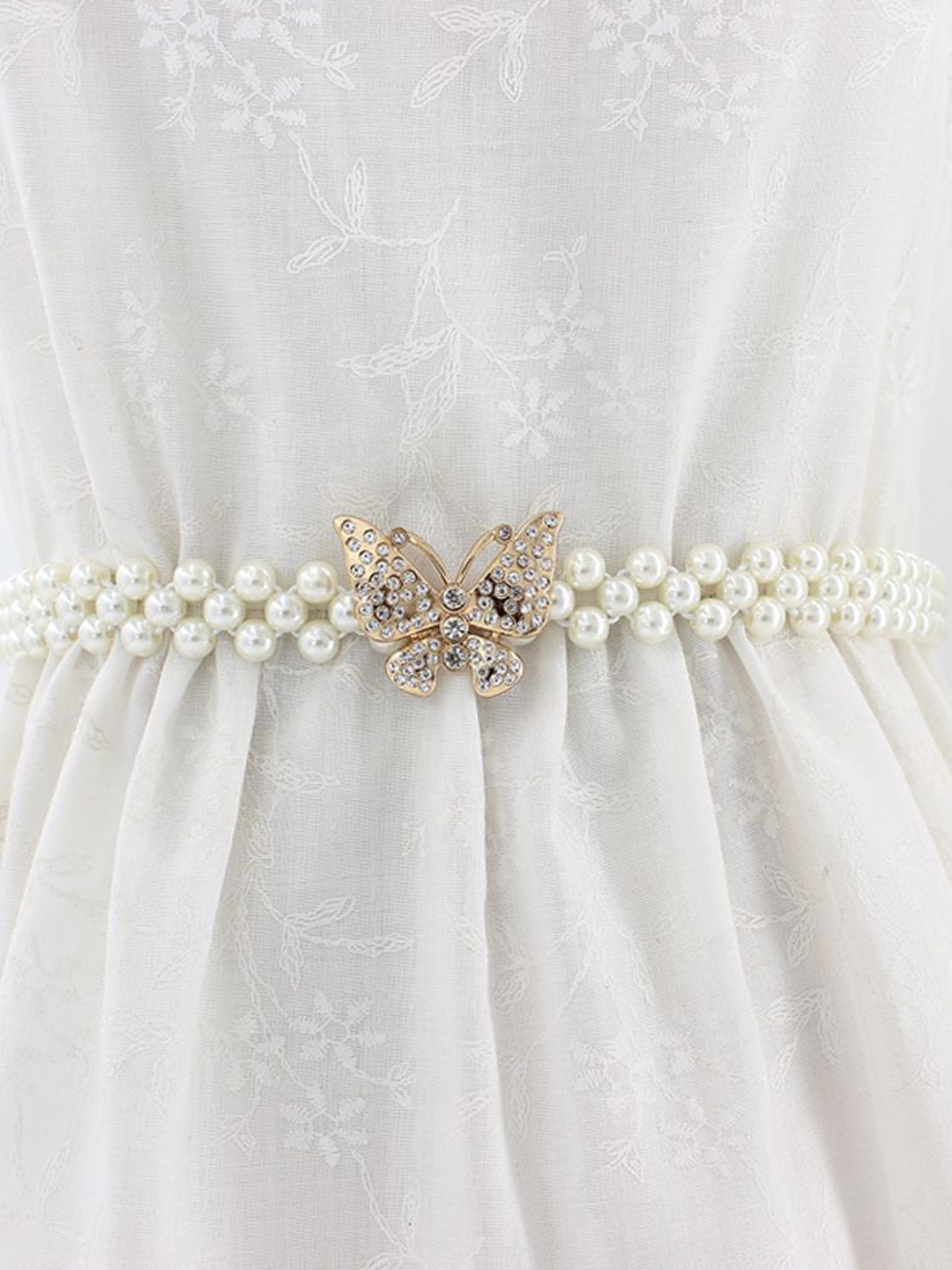 

Shining Diva Fashion Women Embellished Belt, White