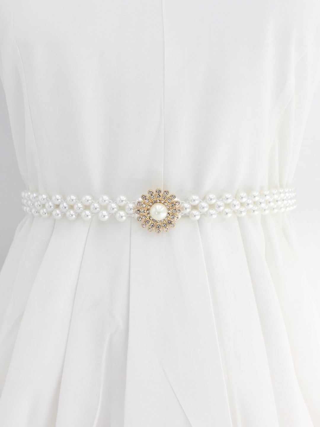 

Shining Diva Fashion Women Embellished Belt, White