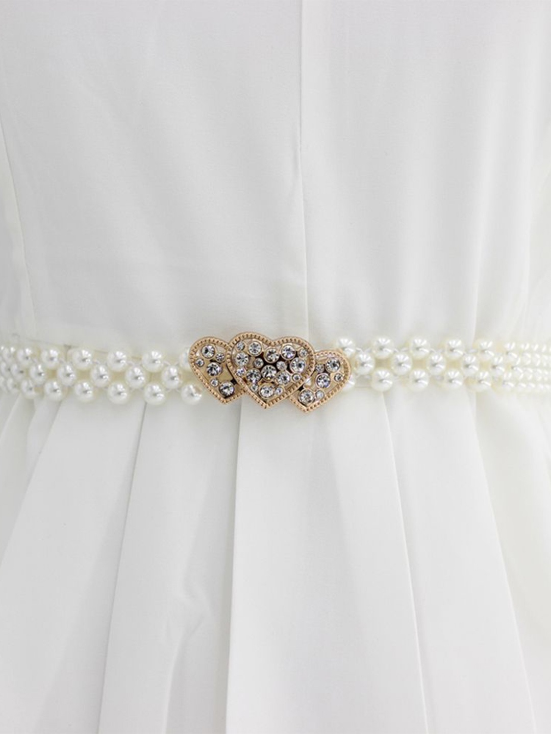 

Shining Diva Fashion Women Embellished Belt, White