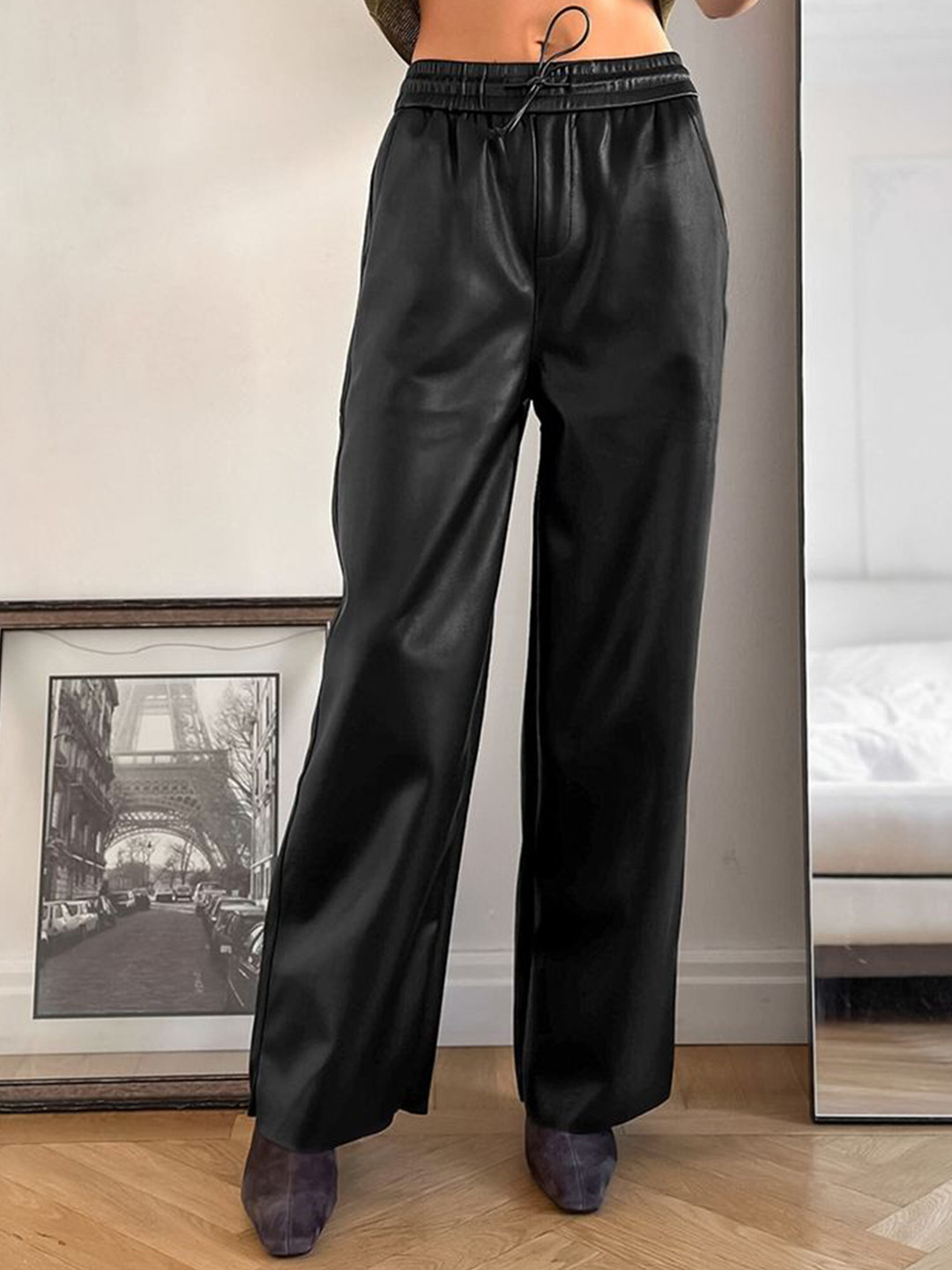 

LULU & SKY Women Straight Fit High-Rise Trousers, Black