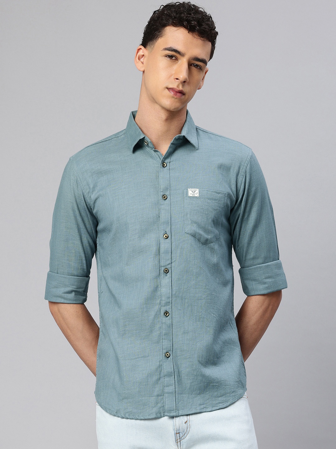 

Majestic Man Pure Cotton Slim Fit Casual Shirt, Blue