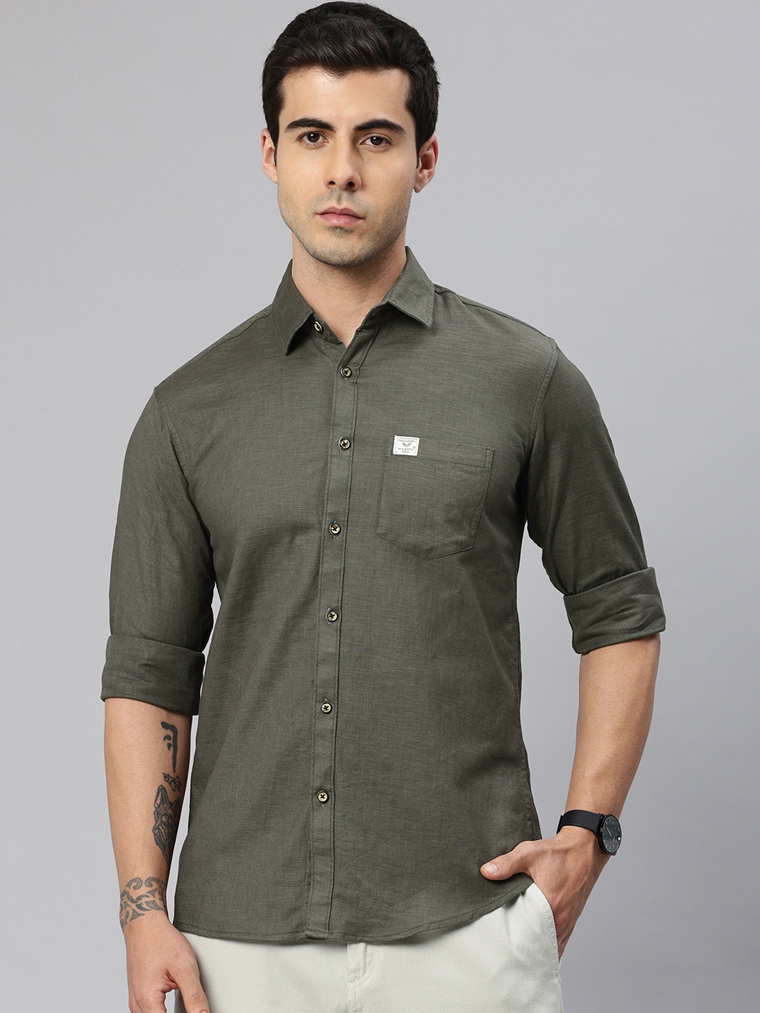 

Majestic Man Pure Cotton Smart Slim Fit Opaque Casual Shirt, Grey