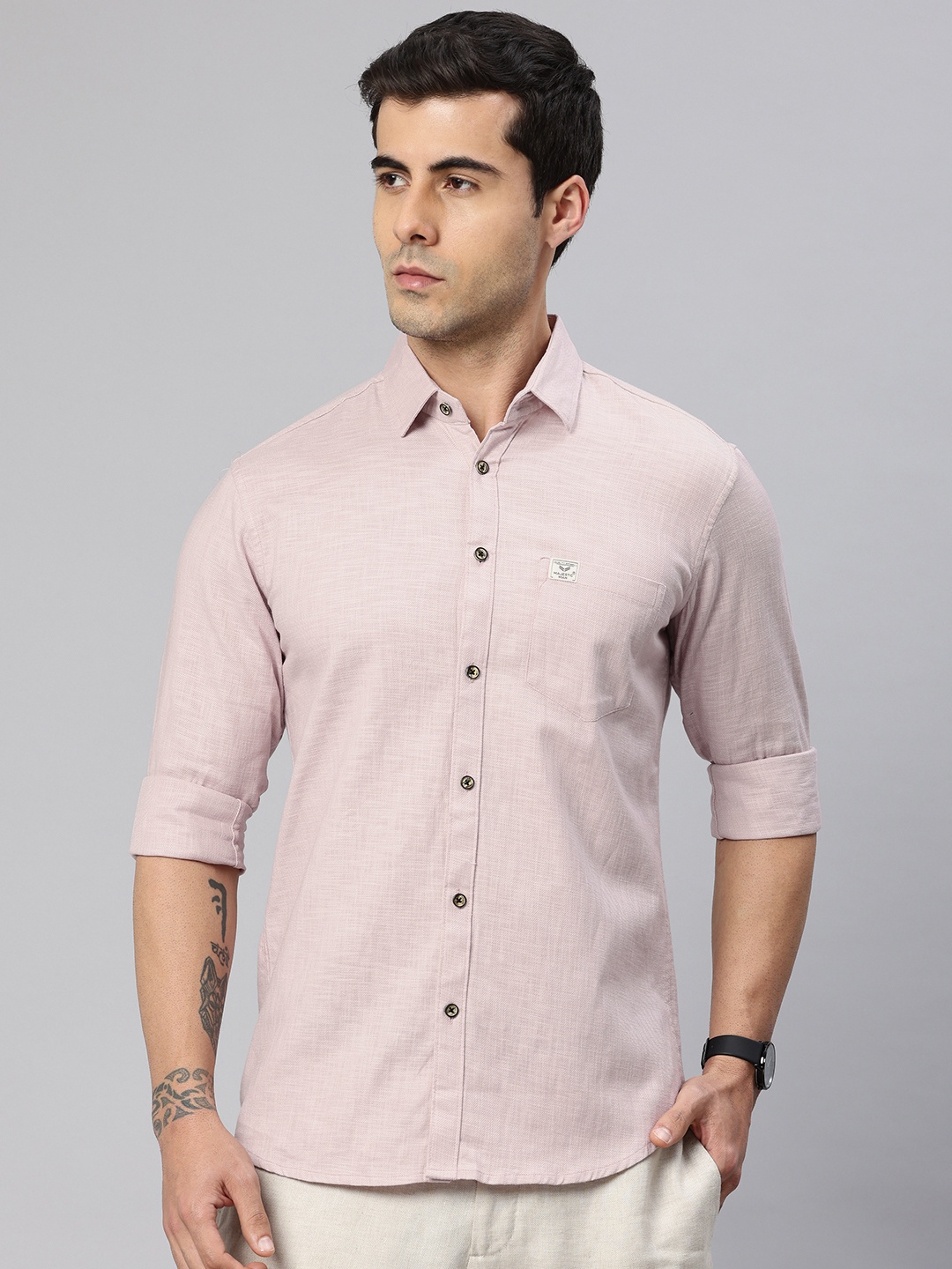 

Majestic Man Pure Cotton Smart Slim Fit Opaque Casual Shirt, Pink